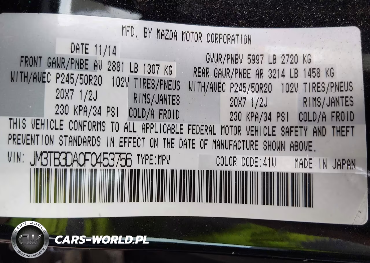 2015 Mazda Cx-9 Grand Touring VIN:JM3TB3DA0F0453756 - 9