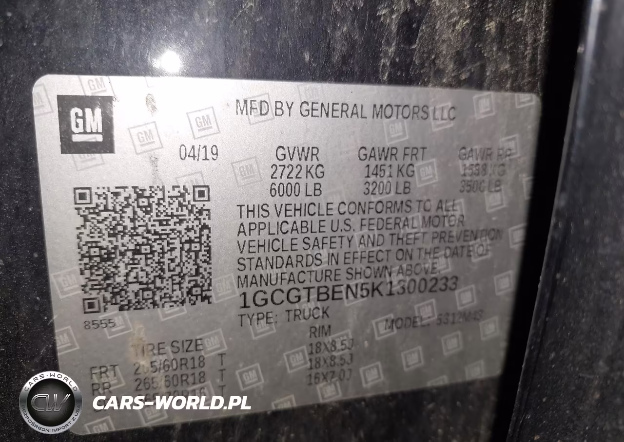 2019 Chevrolet Colorado Wt VIN:1GCGTBEN5K1300233 - 9
