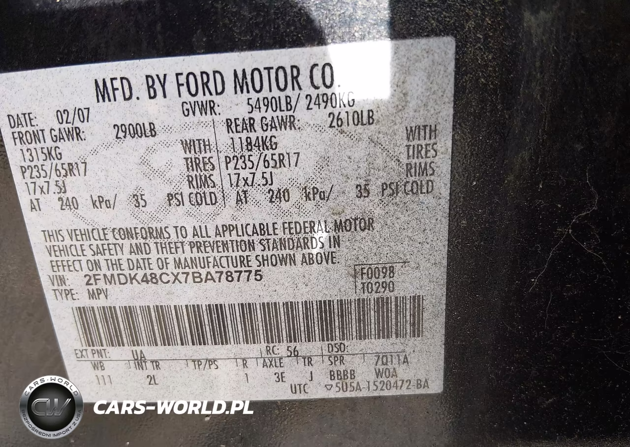 2007 Ford Edge Sel VIN:2FMDK48CX7BA78775 - 9