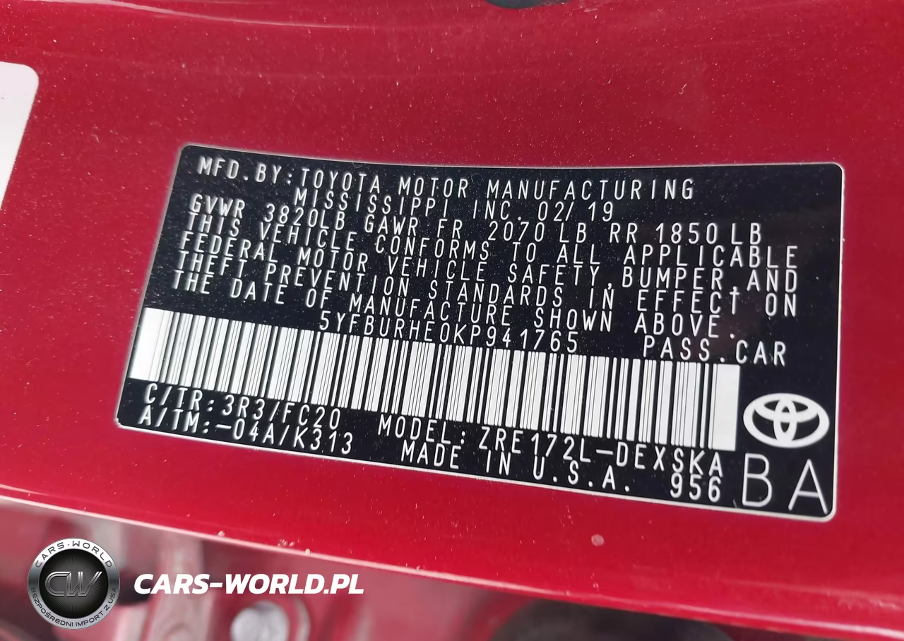 2019 Toyota Corolla L-Le-Xle-Se-Xse VIN:5YFBURHE0KP941765 - 9