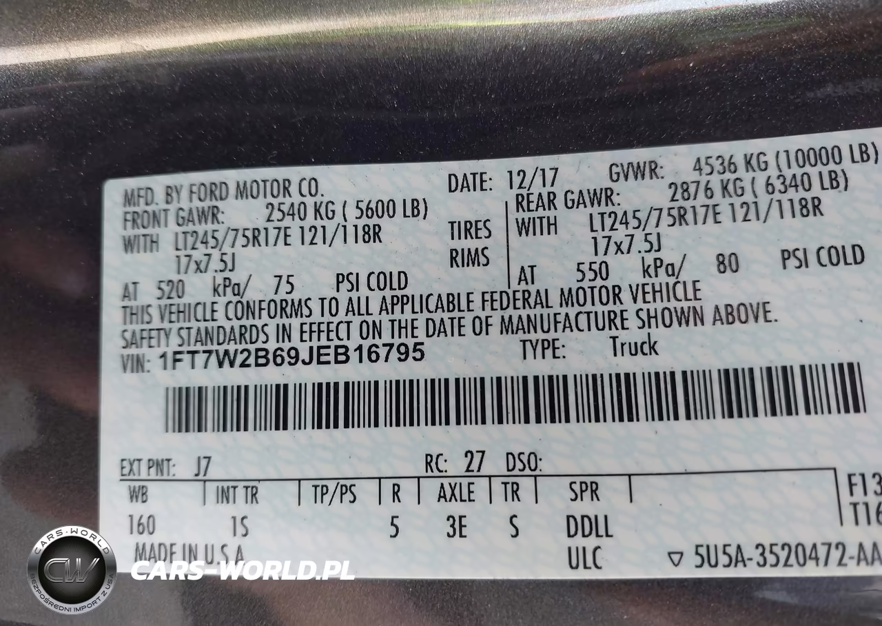 2018 Ford F-250 Xl VIN:1FT7W2B69JEB16795 - 9