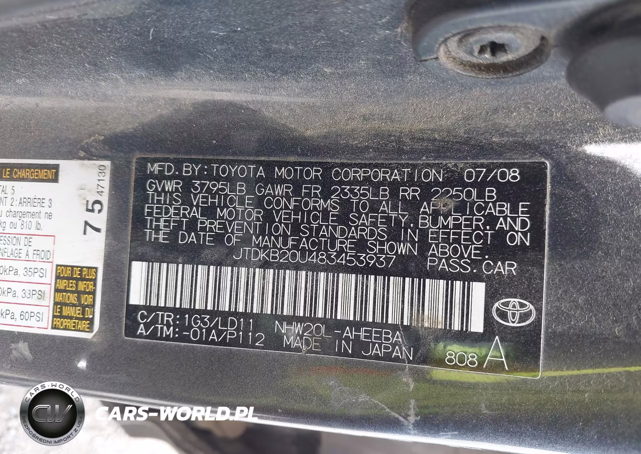 2008 Toyota Prius VIN:JTDKB20U483453937 - 9