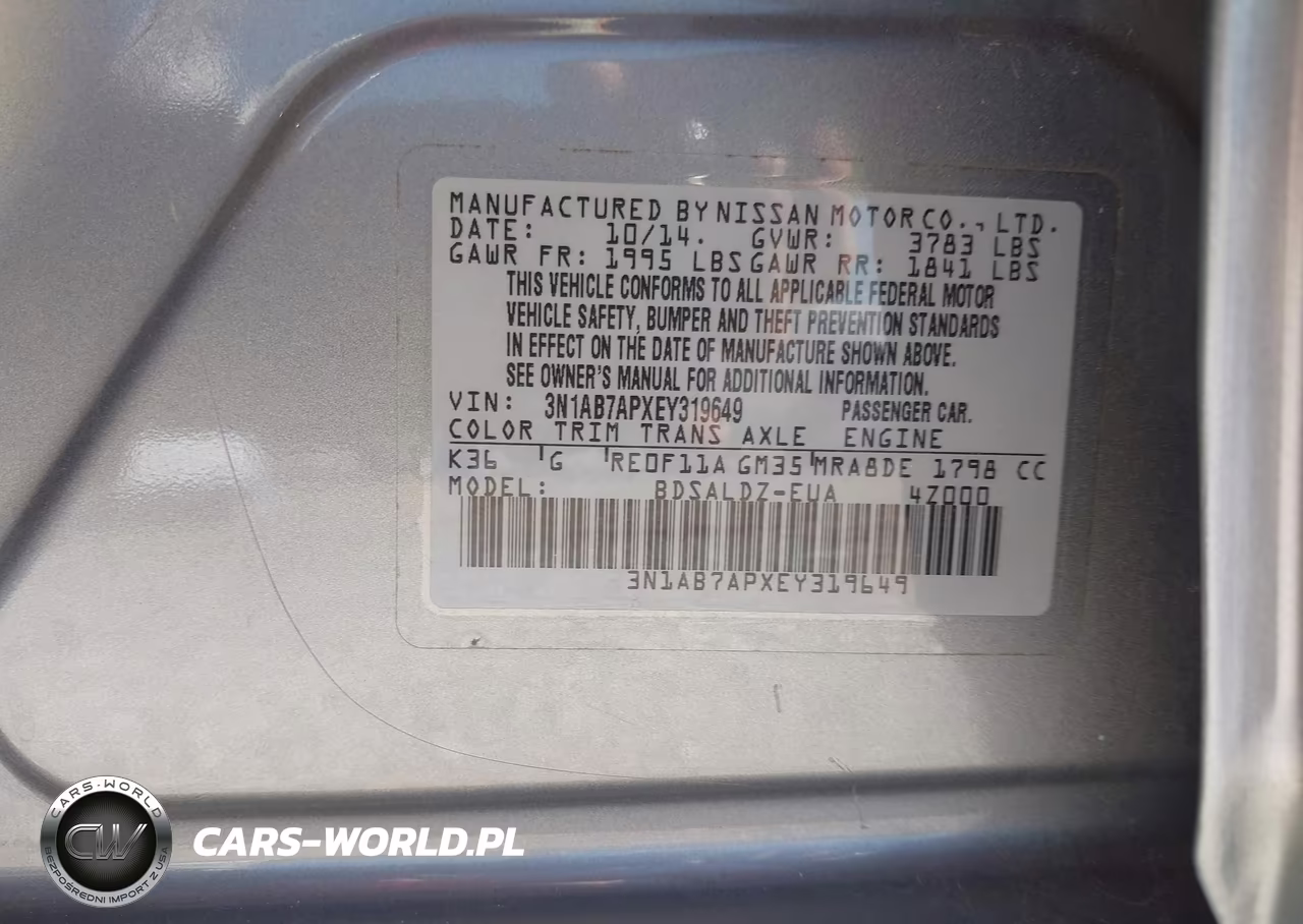 2014 Nissan Sentra Sv VIN:3N1AB7APXEY319649 - 9