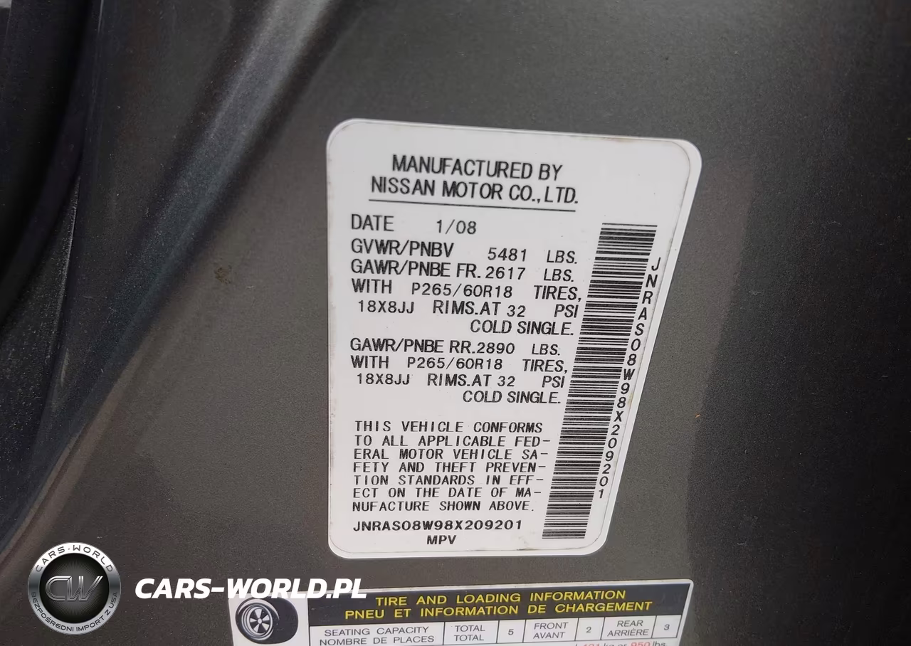 2008 Infiniti Fx35 VIN:JNRAS08W98X209201 - 9