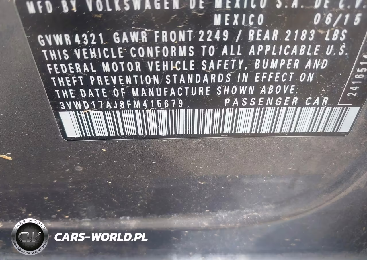 2015 Volkswagen Jetta 1.8T Sport VIN:3VWD17AJ8FM415679 - 9