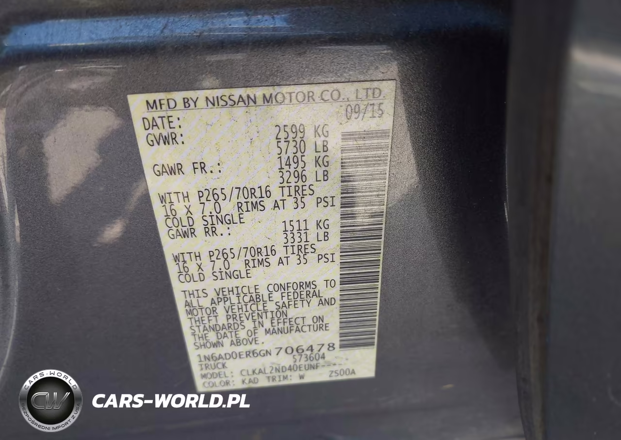 2016 Nissan Frontier Sv VIN:1N6AD0ER6GN706478 - 9