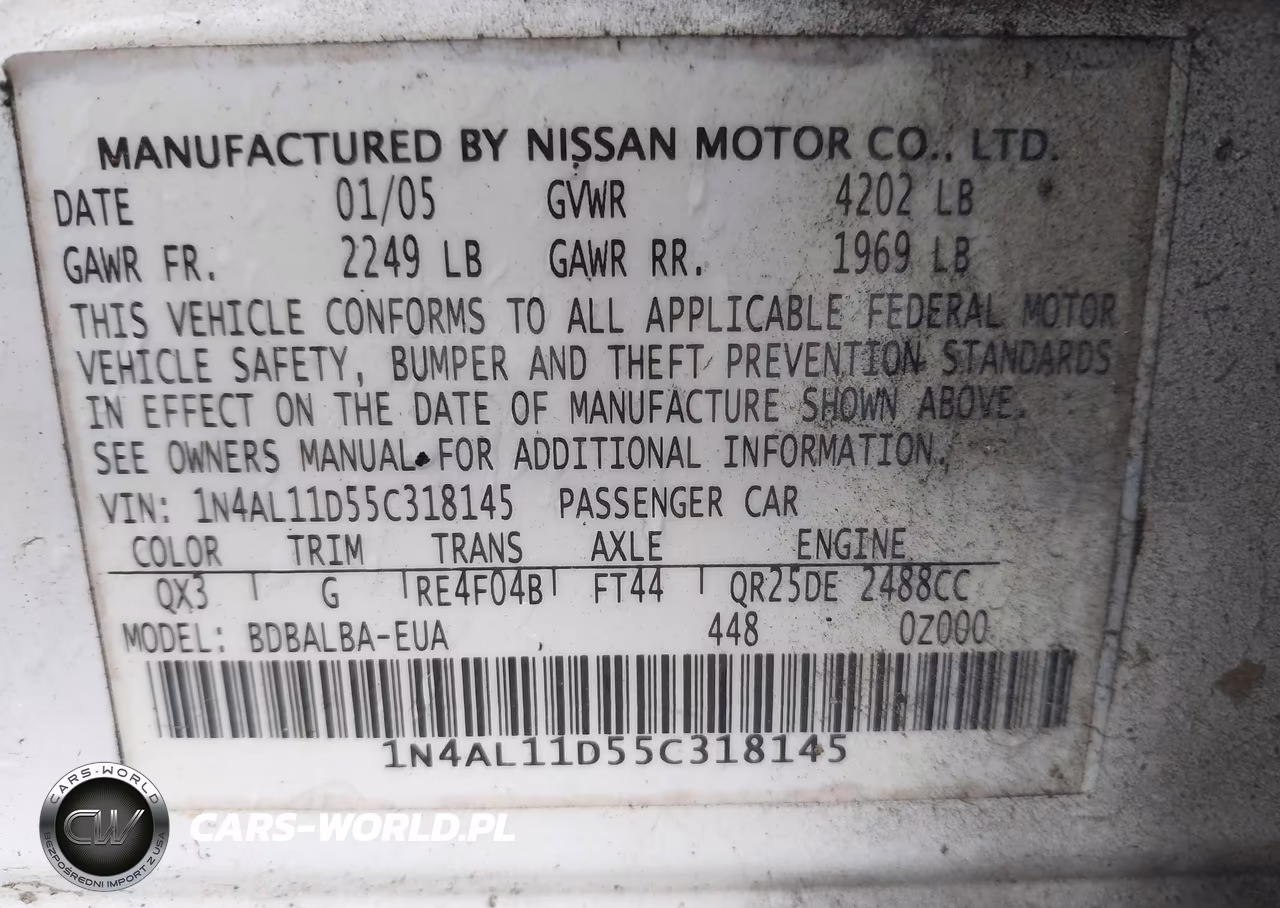 2005 Nissan Altima 2.5 S VIN:1N4AL11D55C318145 - 9