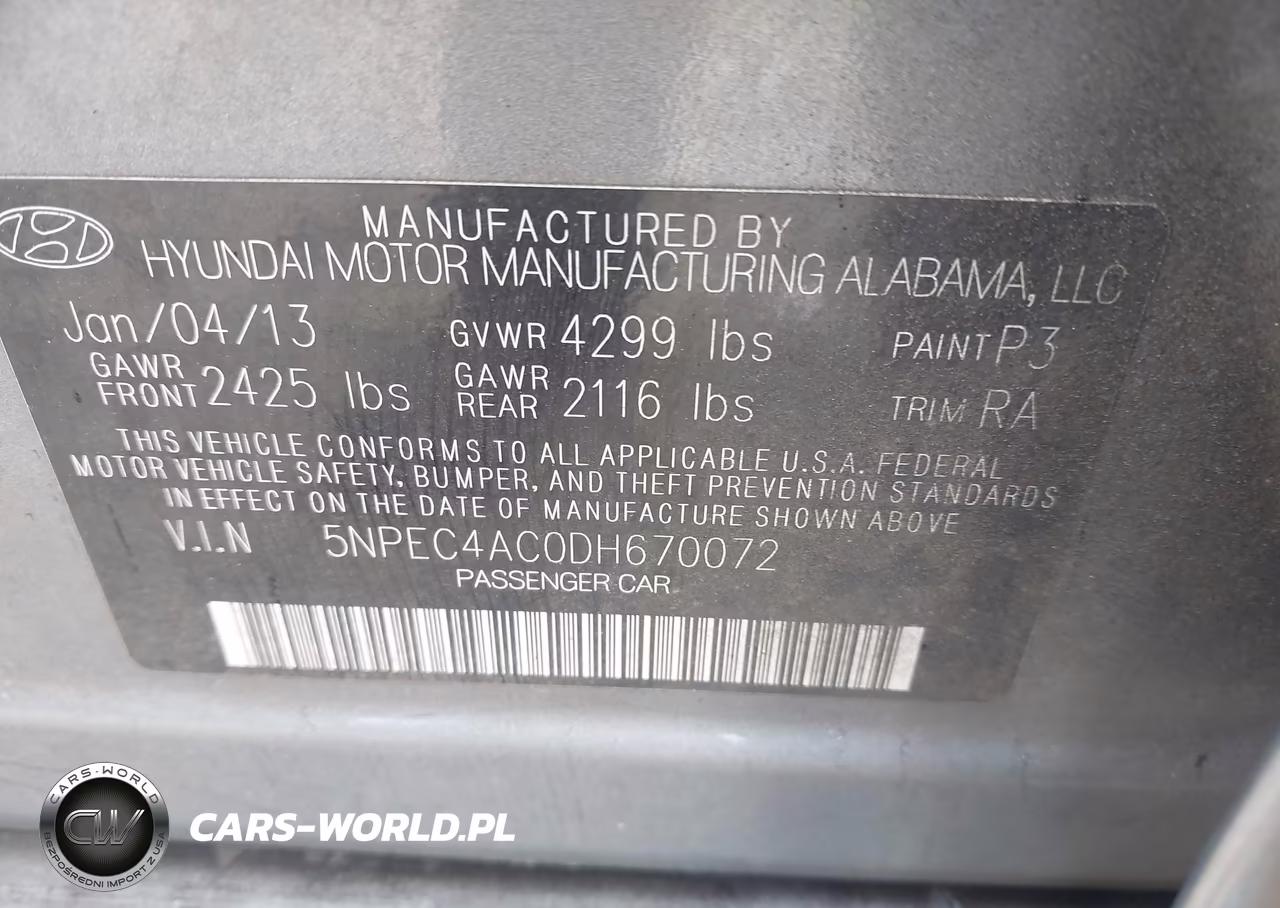 2013 Hyundai Sonata Limited VIN:5NPEC4AC0DH670072 - 9