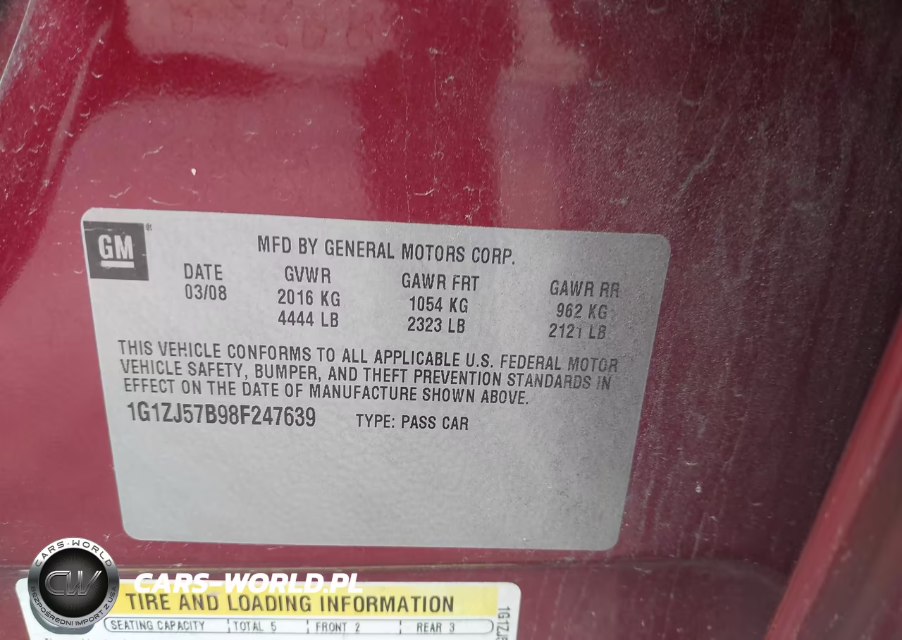 2008 Chevrolet Malibu Lt W-2Lt VIN:1G1ZJ57B98F247639 - 9