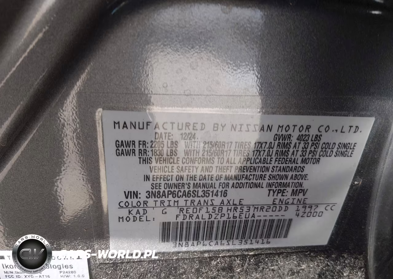 2025 Nissan Kicks Sv Fwd VIN:3N8AP6CA6SL351416 - 9