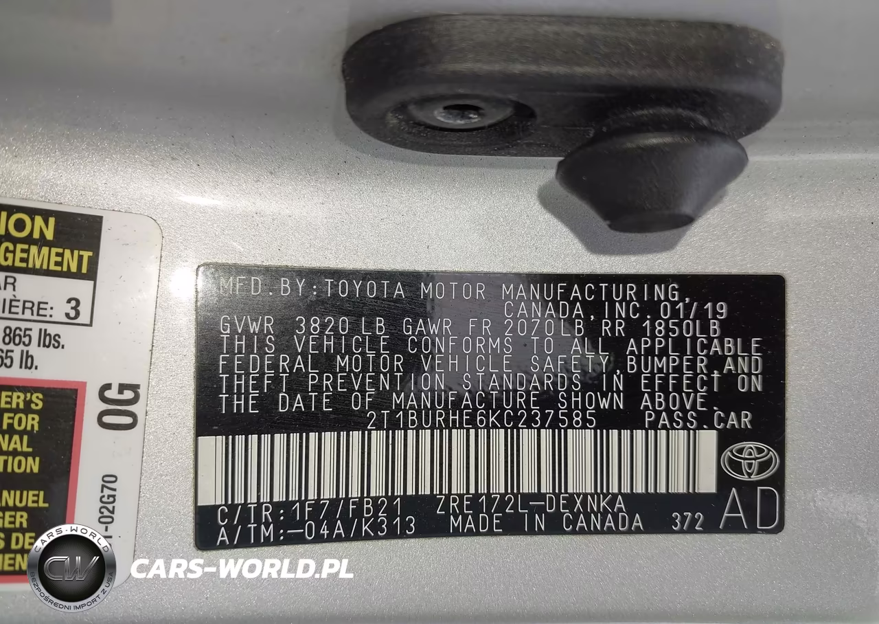 2019 Toyota Corolla Le VIN:2T1BURHE6KC237585 - 9