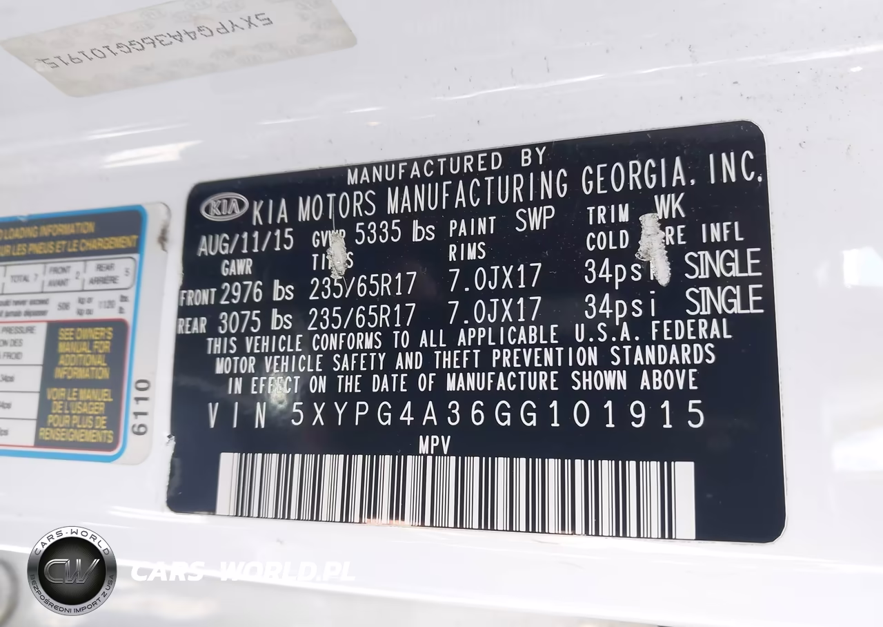 2016 Kia Sorento 2.4L Lx VIN:5XYPG4A36GG101915 - 9