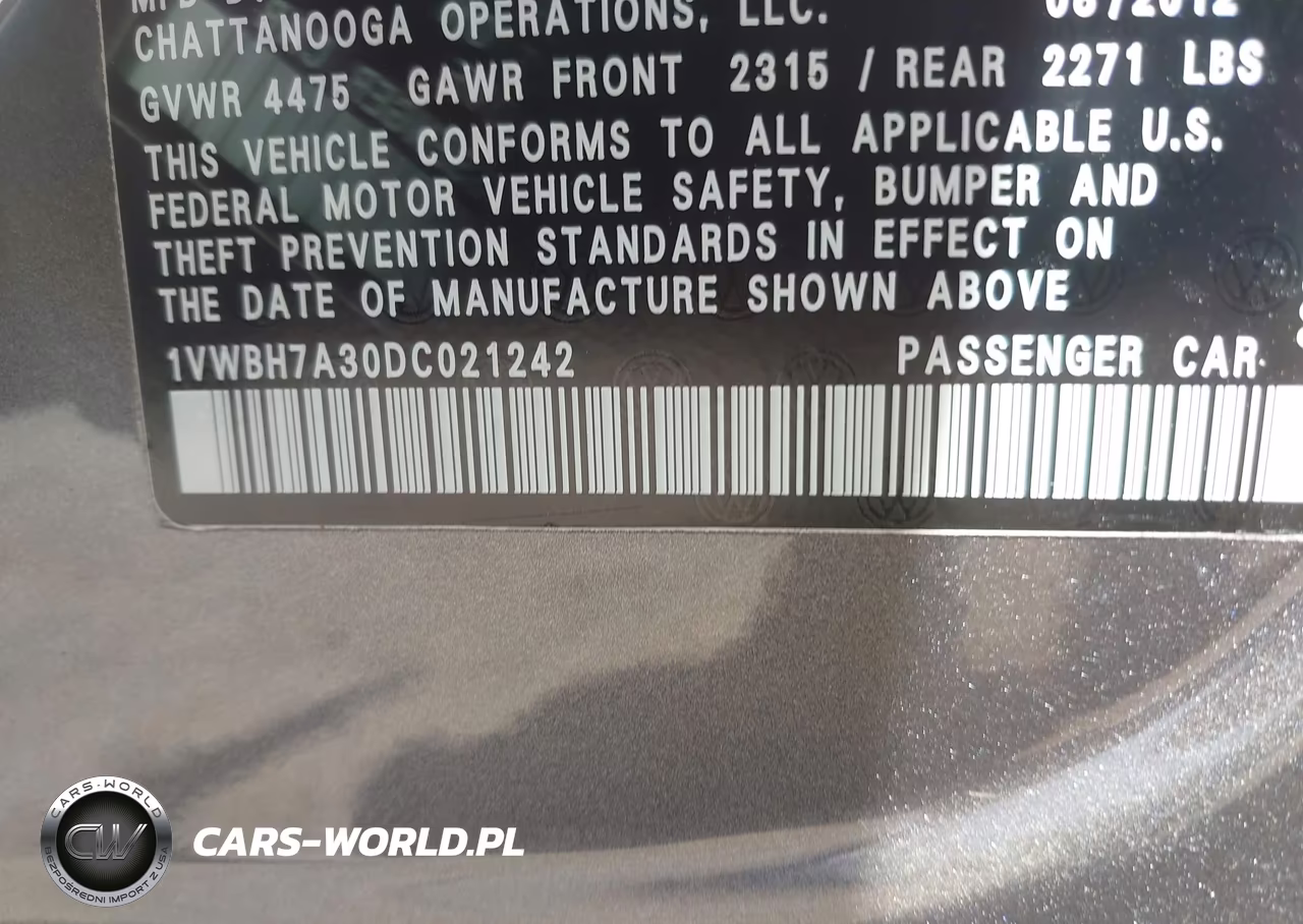 2013 Volkswagen Passat 2.5L Se VIN:1VWBH7A30DC021242 - 9