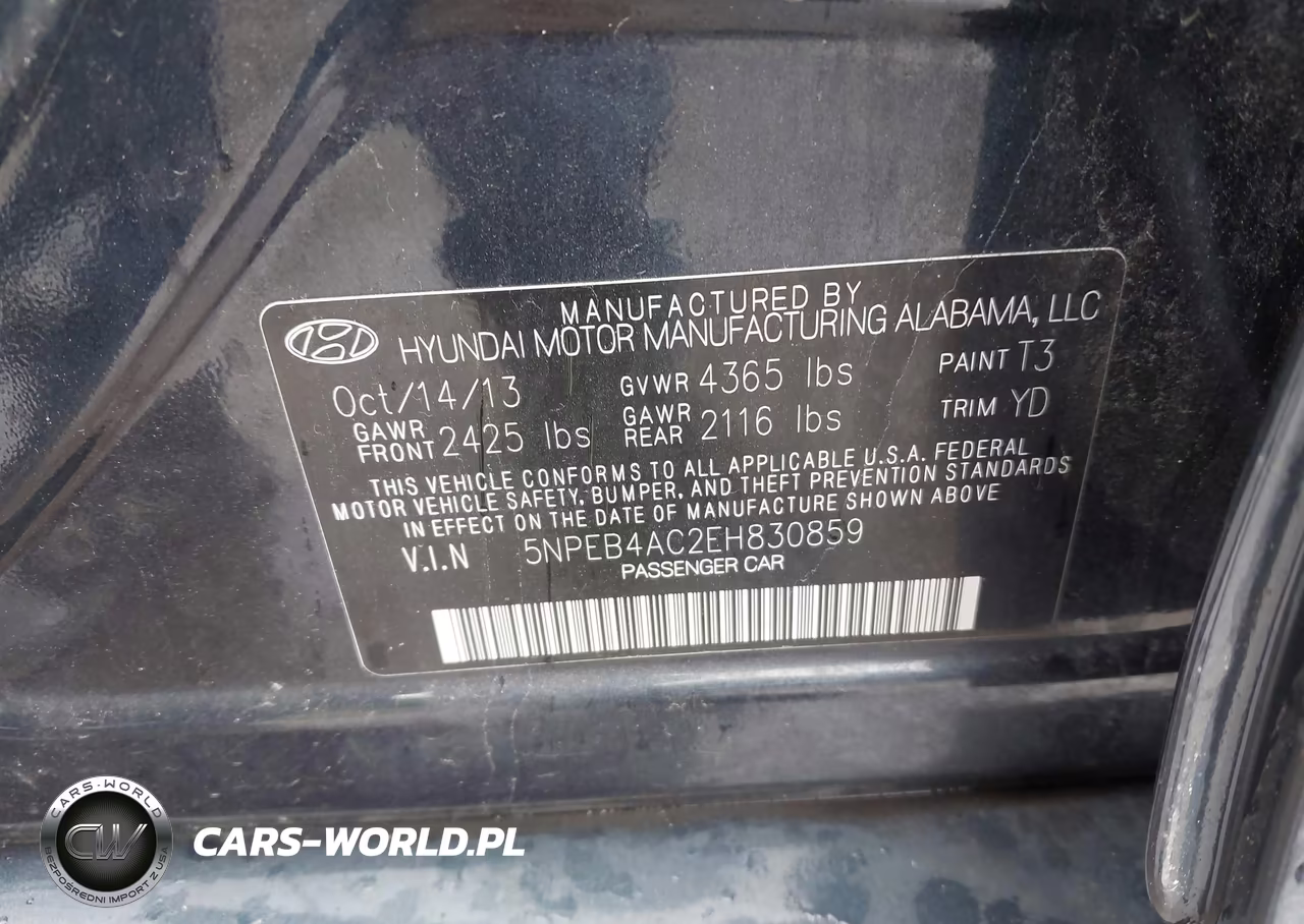 2014 Hyundai Sonata Gls VIN:5NPEB4AC2EH830859 - 9