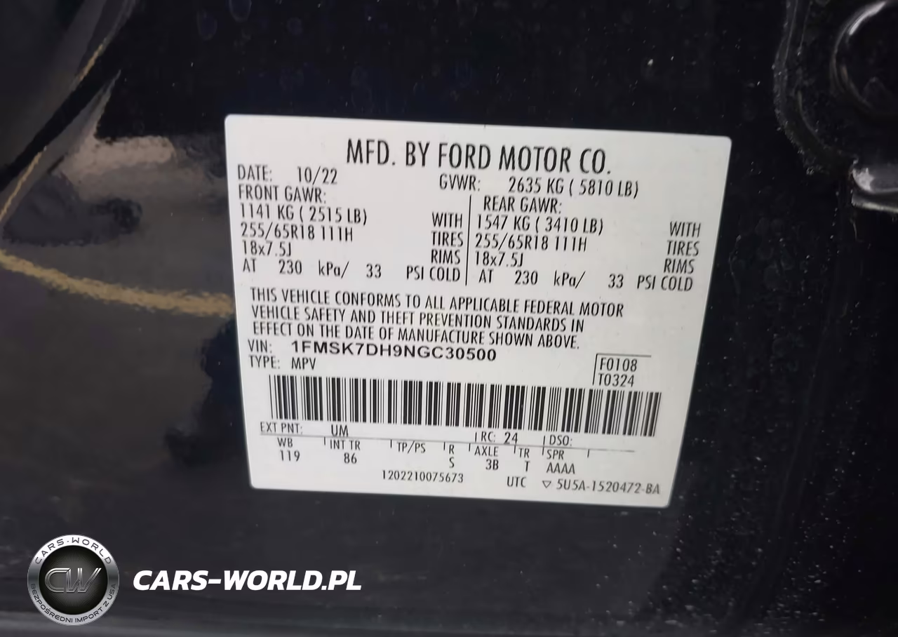 2022 Ford Explorer Xlt VIN:1FMSK7DH9NGC30500 - 9