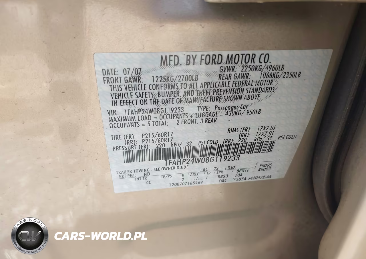 2008 Ford Taurus Sel VIN:1FAHP24W08G119233 - 9