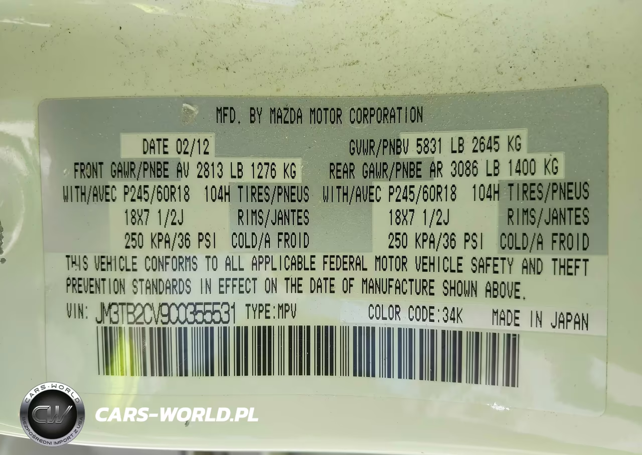 2012 Mazda Cx-9 Touring VIN:JM3TB2CV9C0355531 - 9