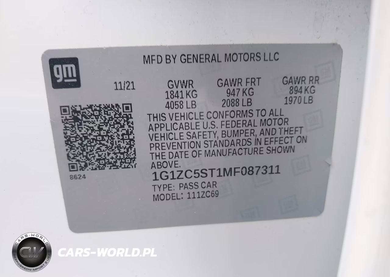 2021 Chevrolet Malibu Fwd 1Fl VIN:1G1ZC5ST1MF087311 - 9