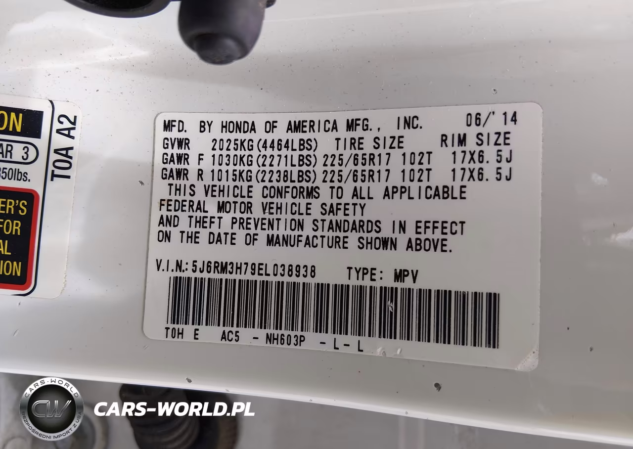 2014 Honda Cr-V Ex-L VIN:5J6RM3H79EL038938 - 9