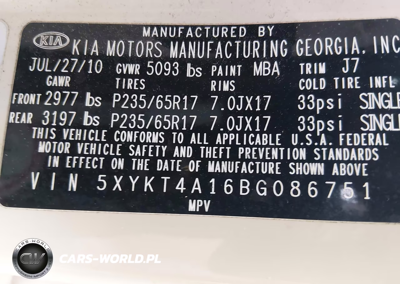 2011 Kia Sorento Lx VIN:5XYKT4A16BG086751 - 9