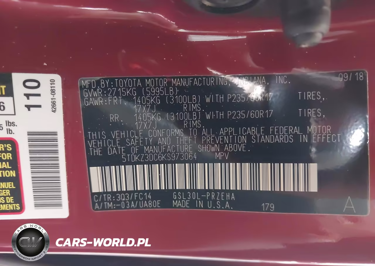 2019 Toyota Sienna Le 8 Passenger VIN:5TDKZ3DC6KS973064 - 9