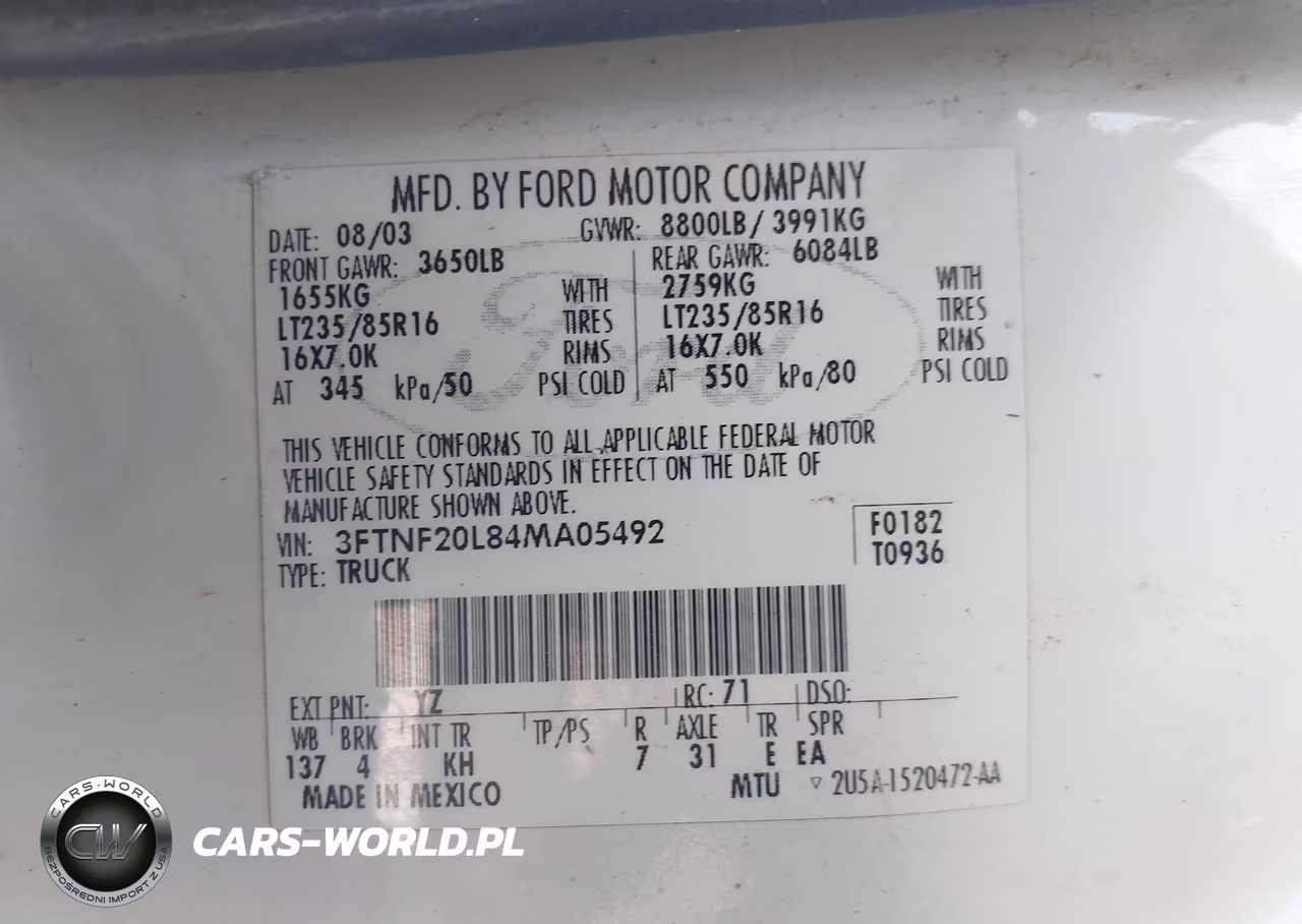 2004 Ford F-250 Xl-Xlt VIN:3FTNF20L84MA05492 - 9