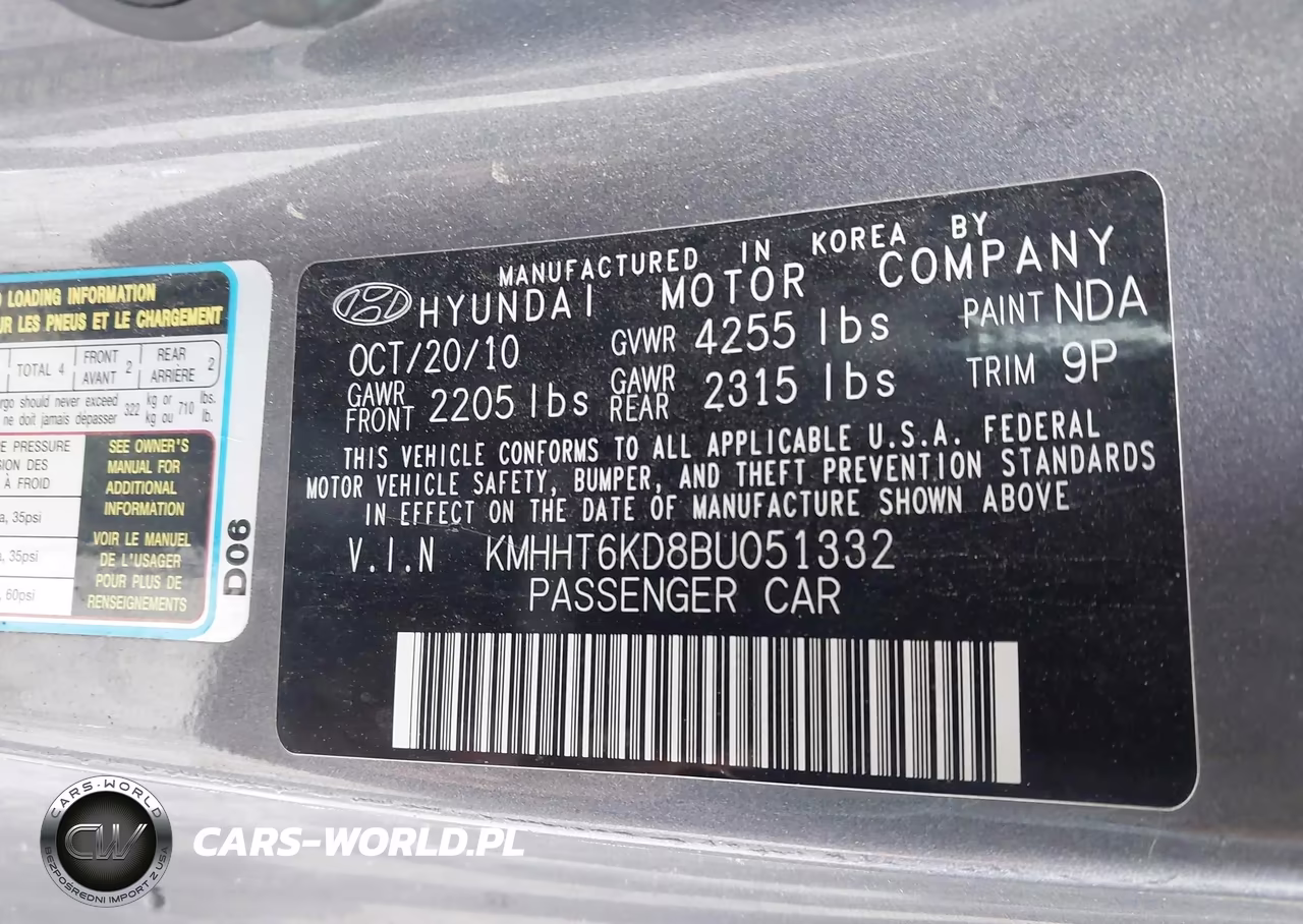 2011 Hyundai Genesis 2.0T VIN:KMHHT6KD8BU051332 - 9
