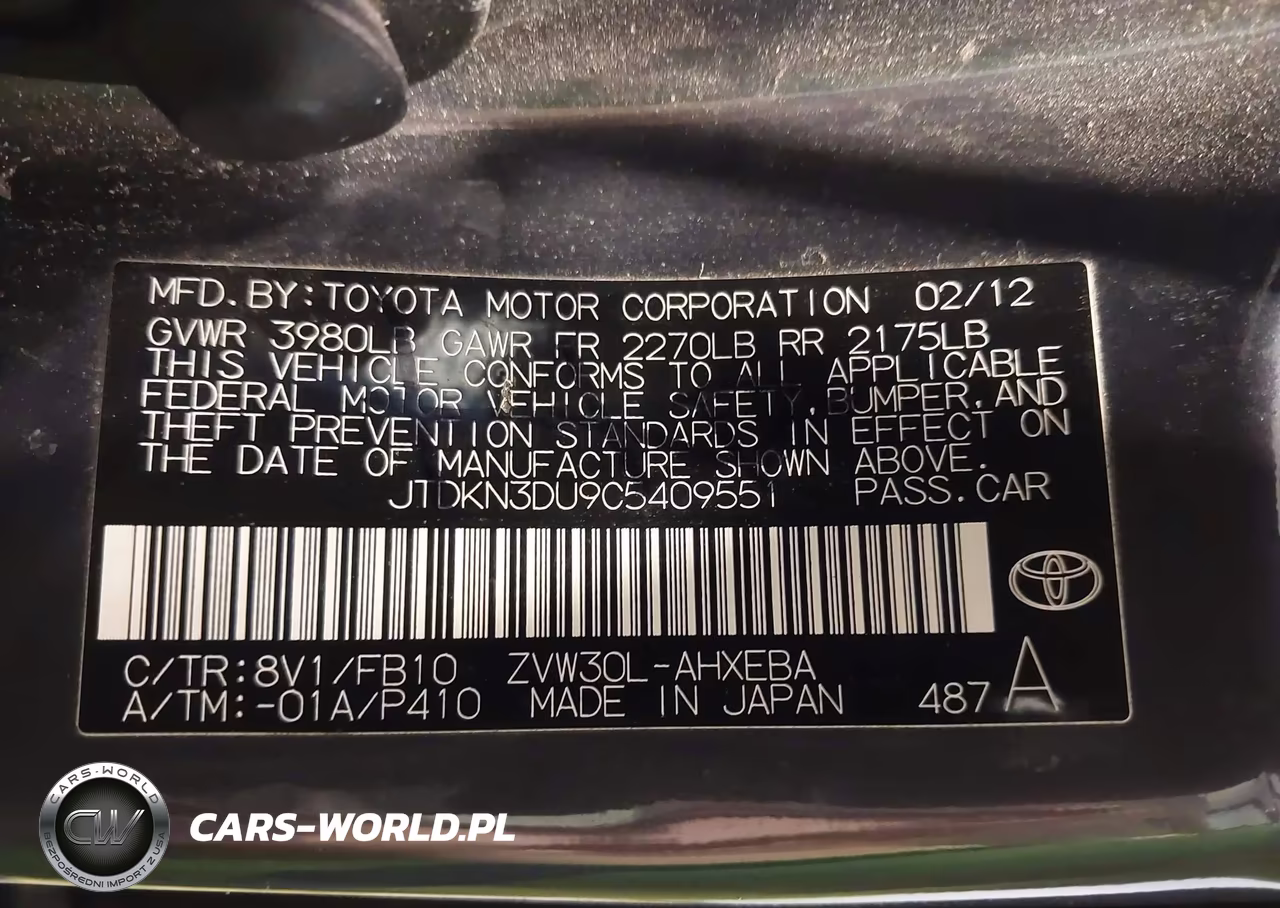 2012 Toyota Prius Three VIN:JTDKN3DU9C5409551 - 9