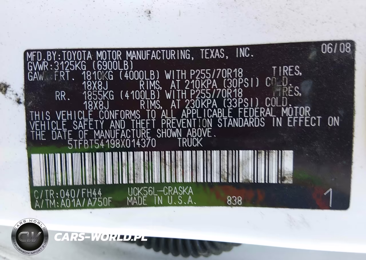 2008 Toyota Tundra Base 4.7L V8 VIN:5TFBT54198X014370 - 9