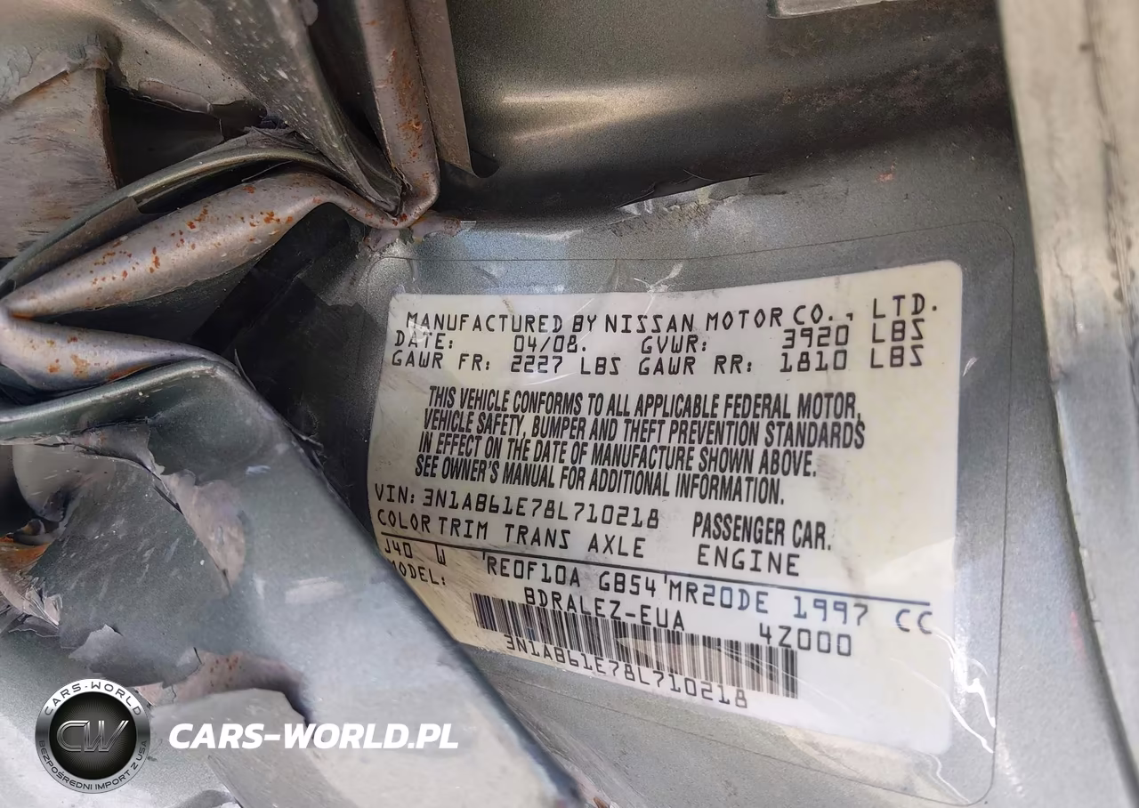 2008 Nissan Sentra 2.0S VIN:3N1AB61E78L710218 - 9