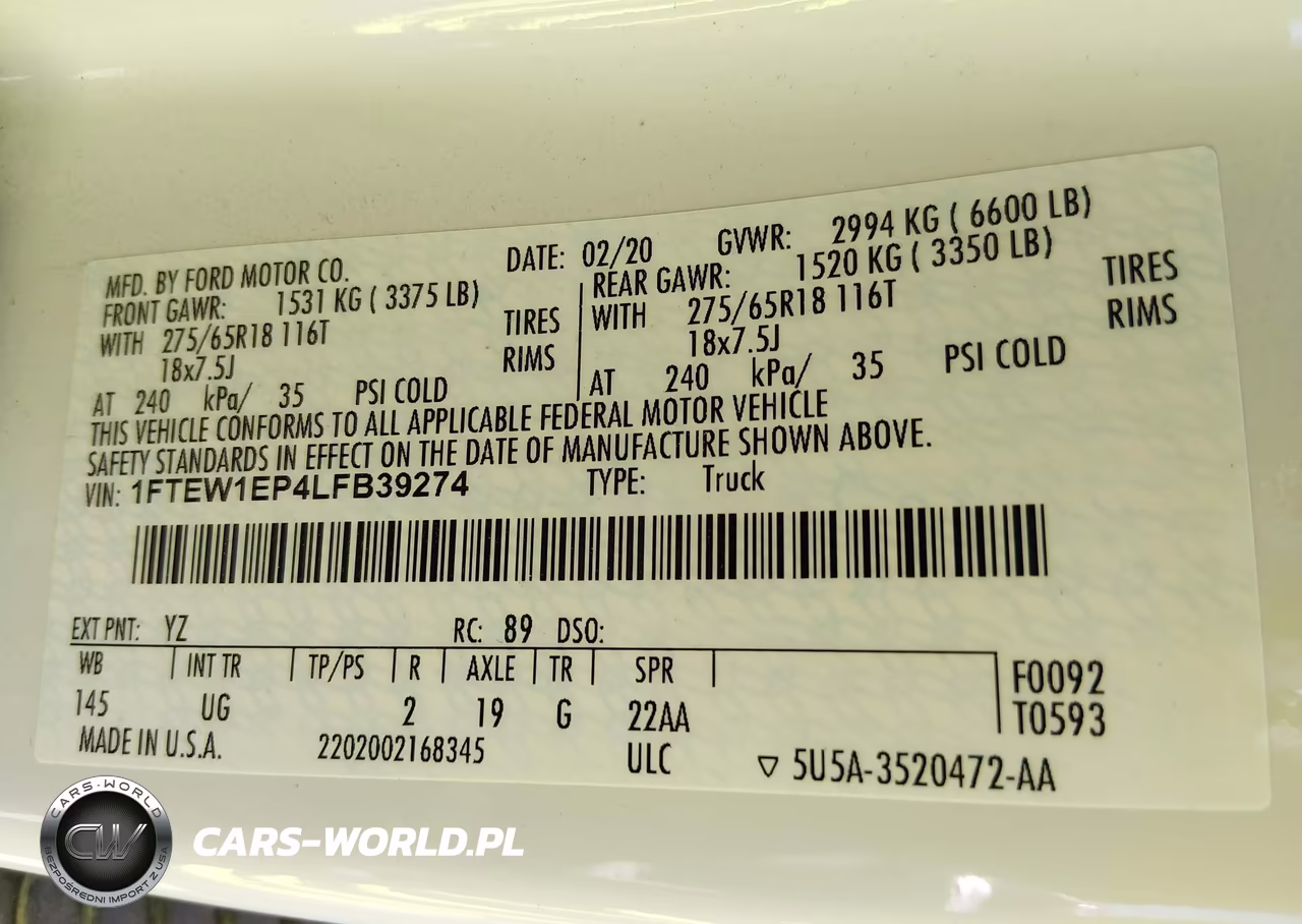 2020 Ford F-150 Xlt VIN:1FTEW1EP4LFB39274 - 9