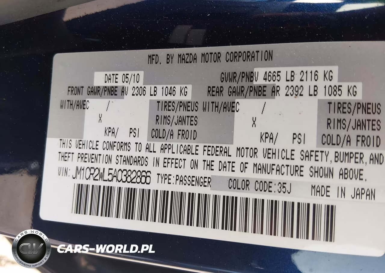 2010 Mazda Mazda5 Sport VIN:JM1CR2WL5A0382866 - 9