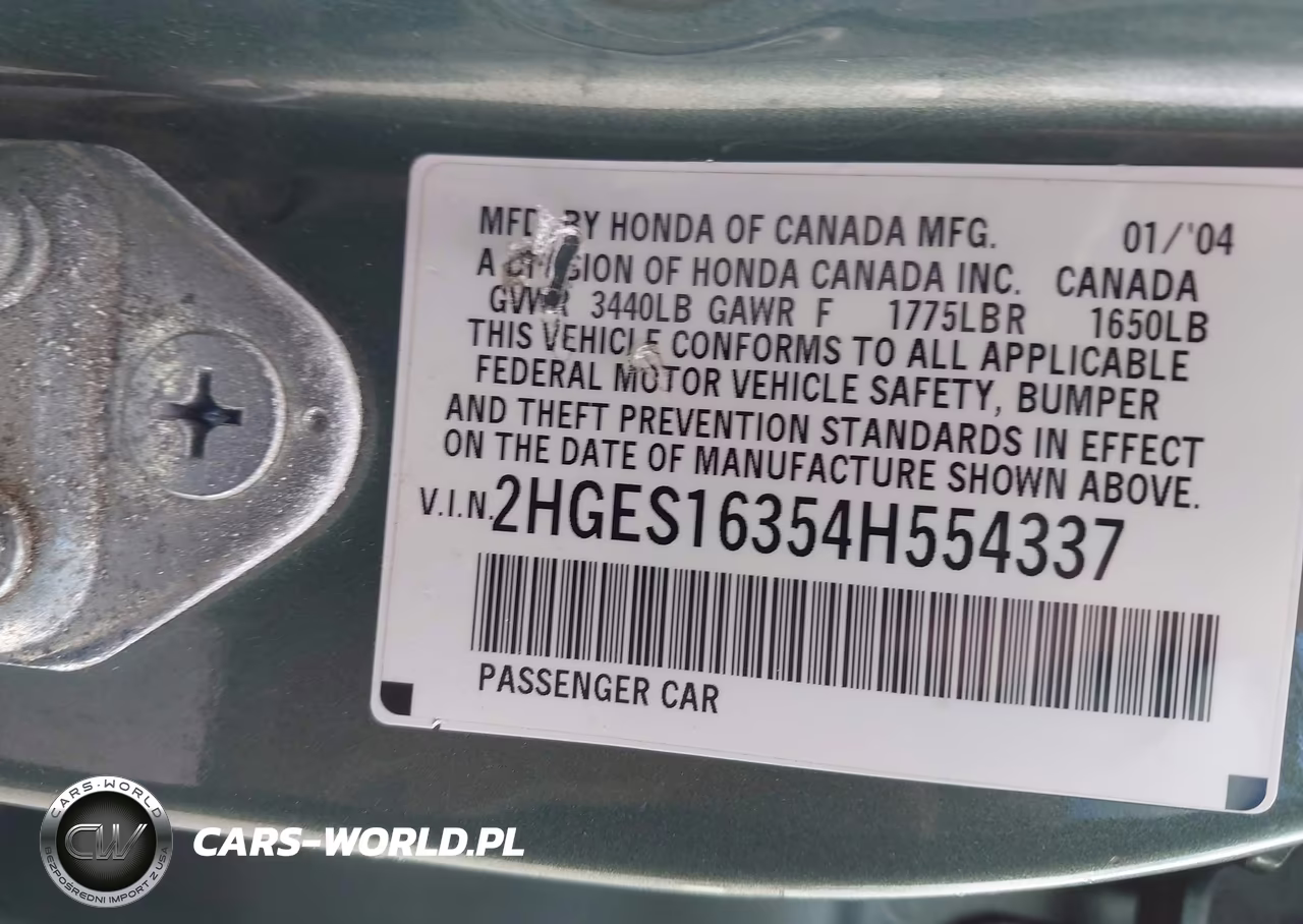 2004 Honda Civic Vp VIN:2HGES16354H554337 - 9