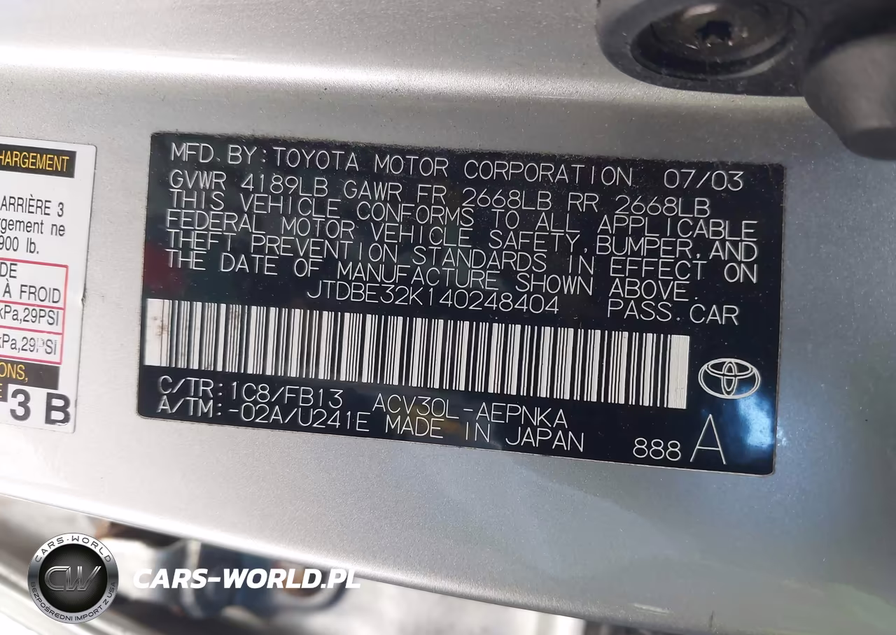 2004 Toyota Camry Le VIN:JTDBE32K140248404 - 9