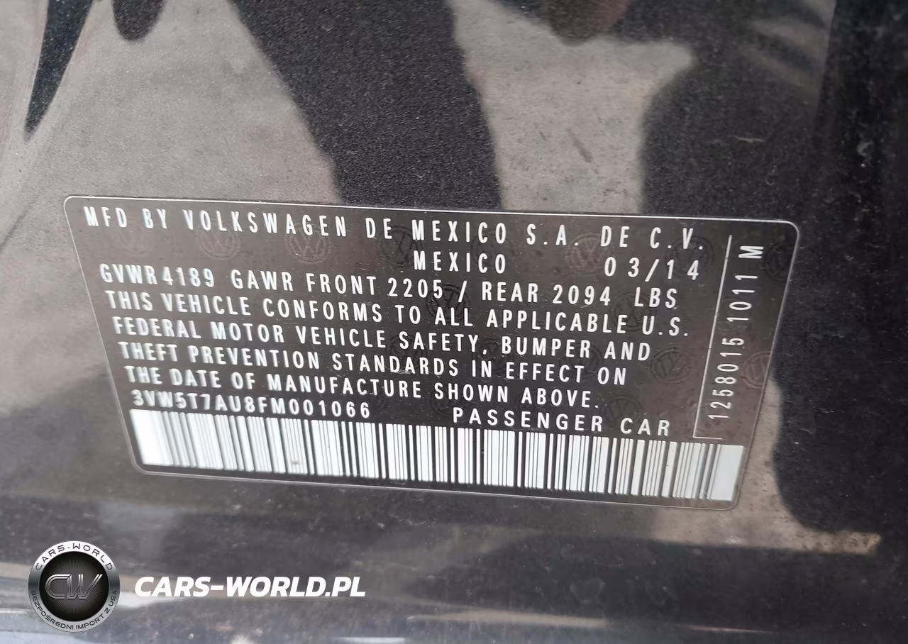 2015 Volkswagen Golf Gti 2.0T Se 4-Door VIN:3VW5T7AU8FM001066 - 9