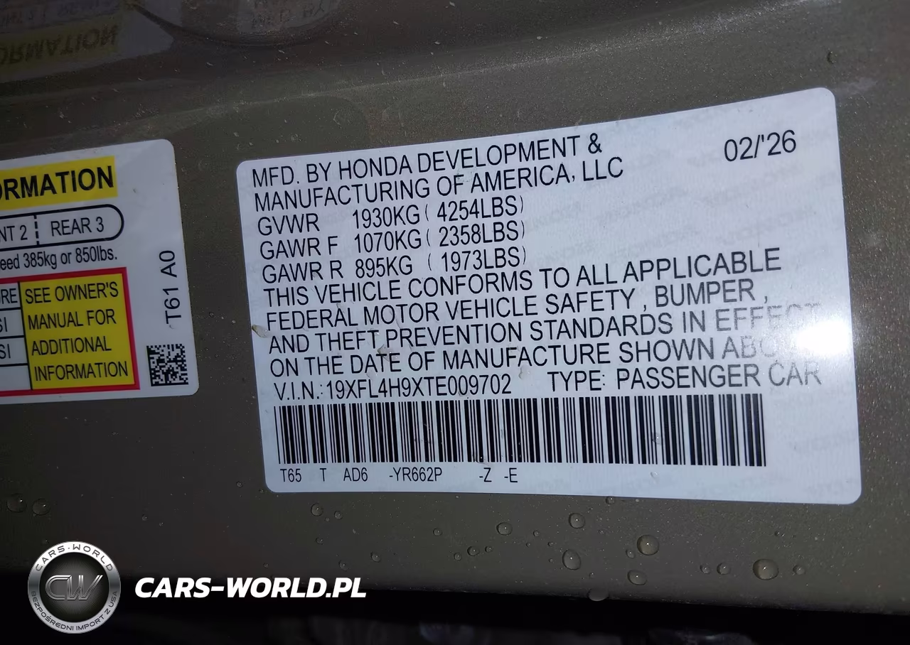 2026 Honda Civic Hybrid Sport Touring VIN:19XFL4H9XTE009702 - 9