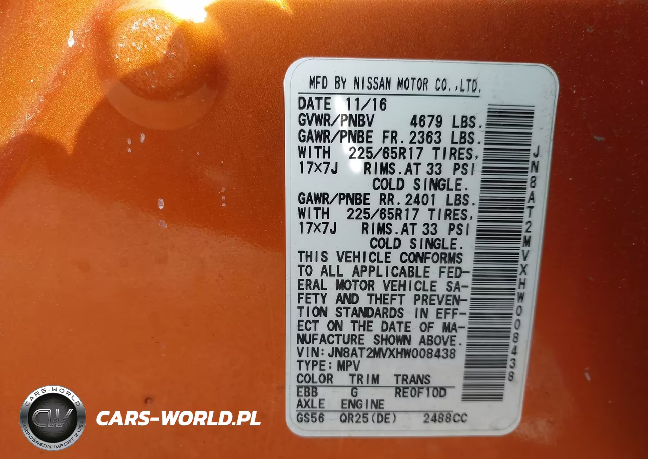 2017 Nissan Rogue Sv VIN:JN8AT2MVXHW008438 - 9