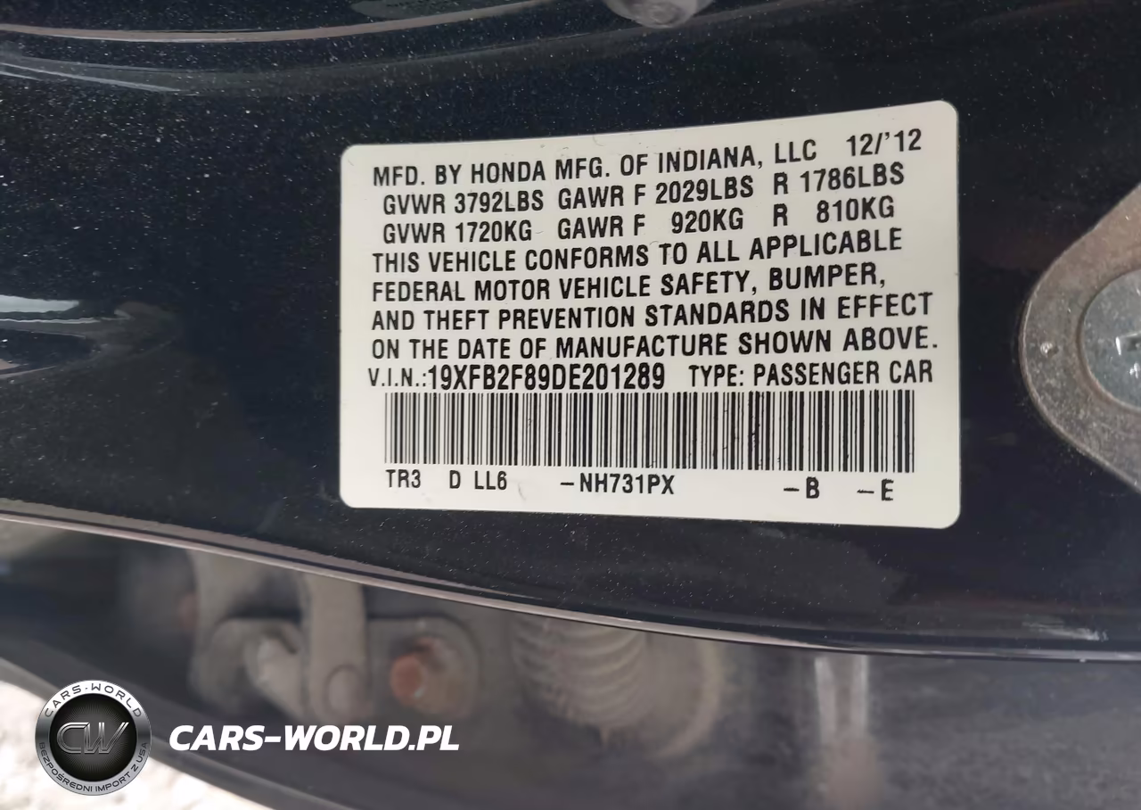 2013 Honda Civic Ex VIN:19XFB2F89DE201289 - 9
