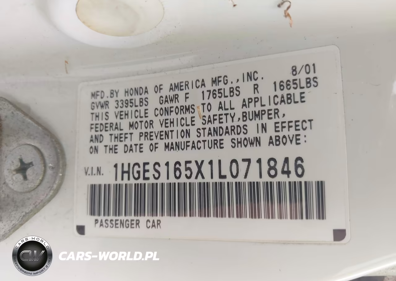 2001 Honda Civic Lx VIN:1HGES165X1L071846 - 9