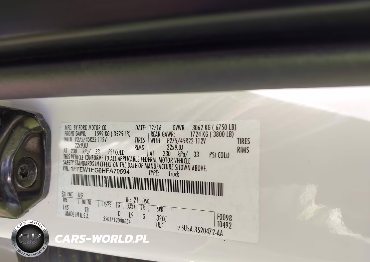 2017 Ford F-150 Limited VIN:1FTEW1EG6HFA70594 - 9