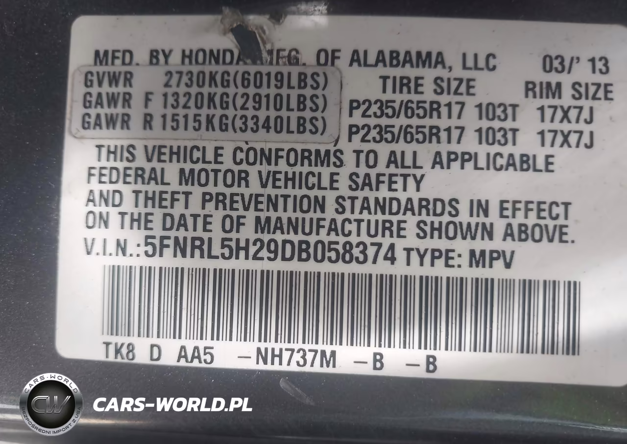 2013 Honda Odyssey Lx VIN:5FNRL5H29DB058374 - 9