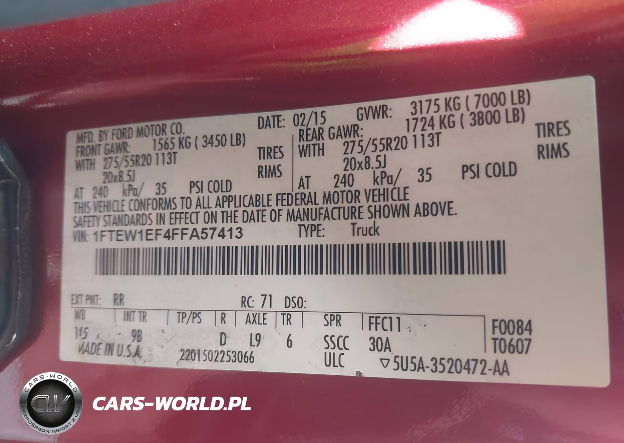 2015 Ford F-150 Platinum VIN:1FTEW1EF4FFA57413 - 9