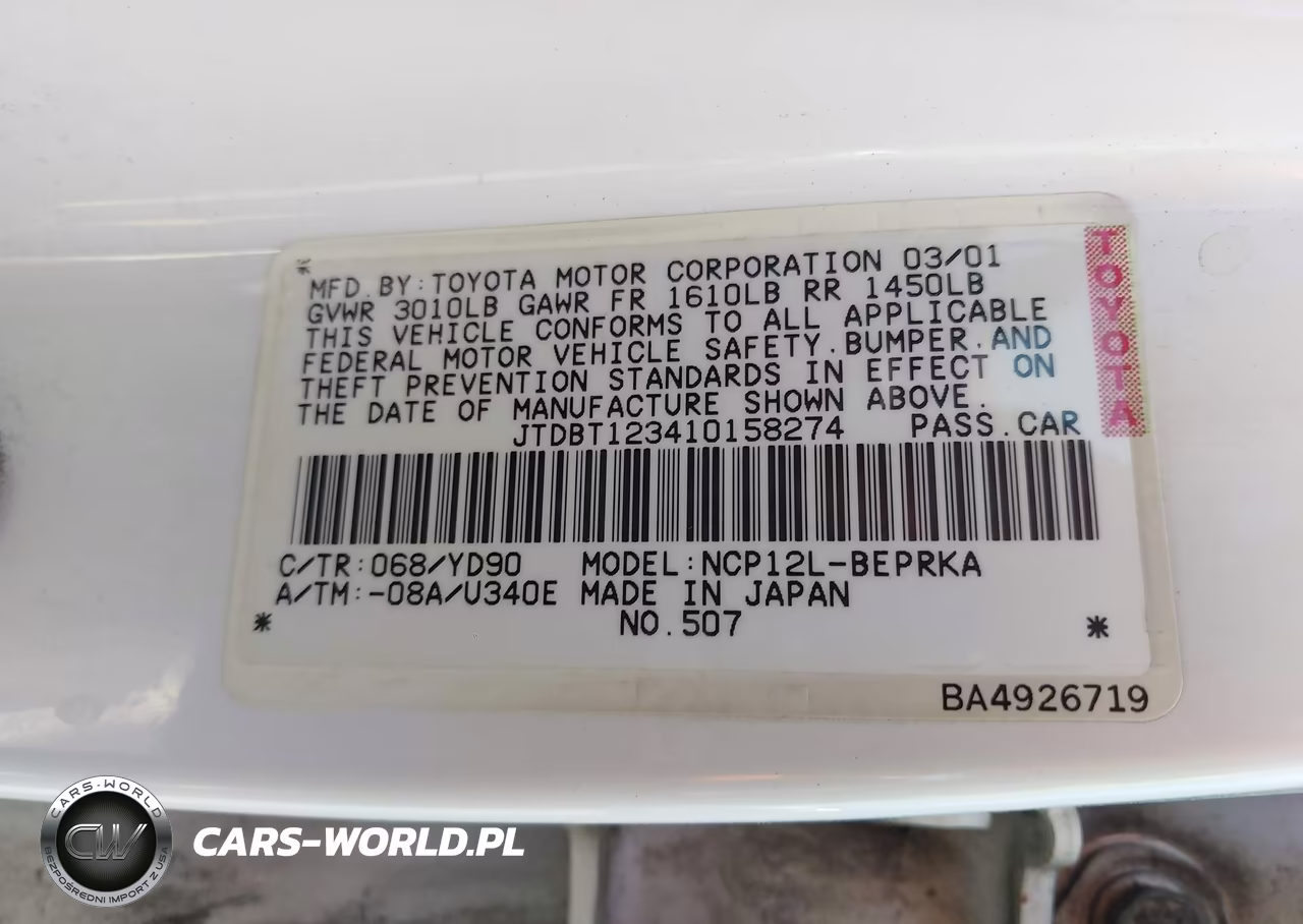 2001 Toyota Echo VIN:JTDBT123410158274 - 9