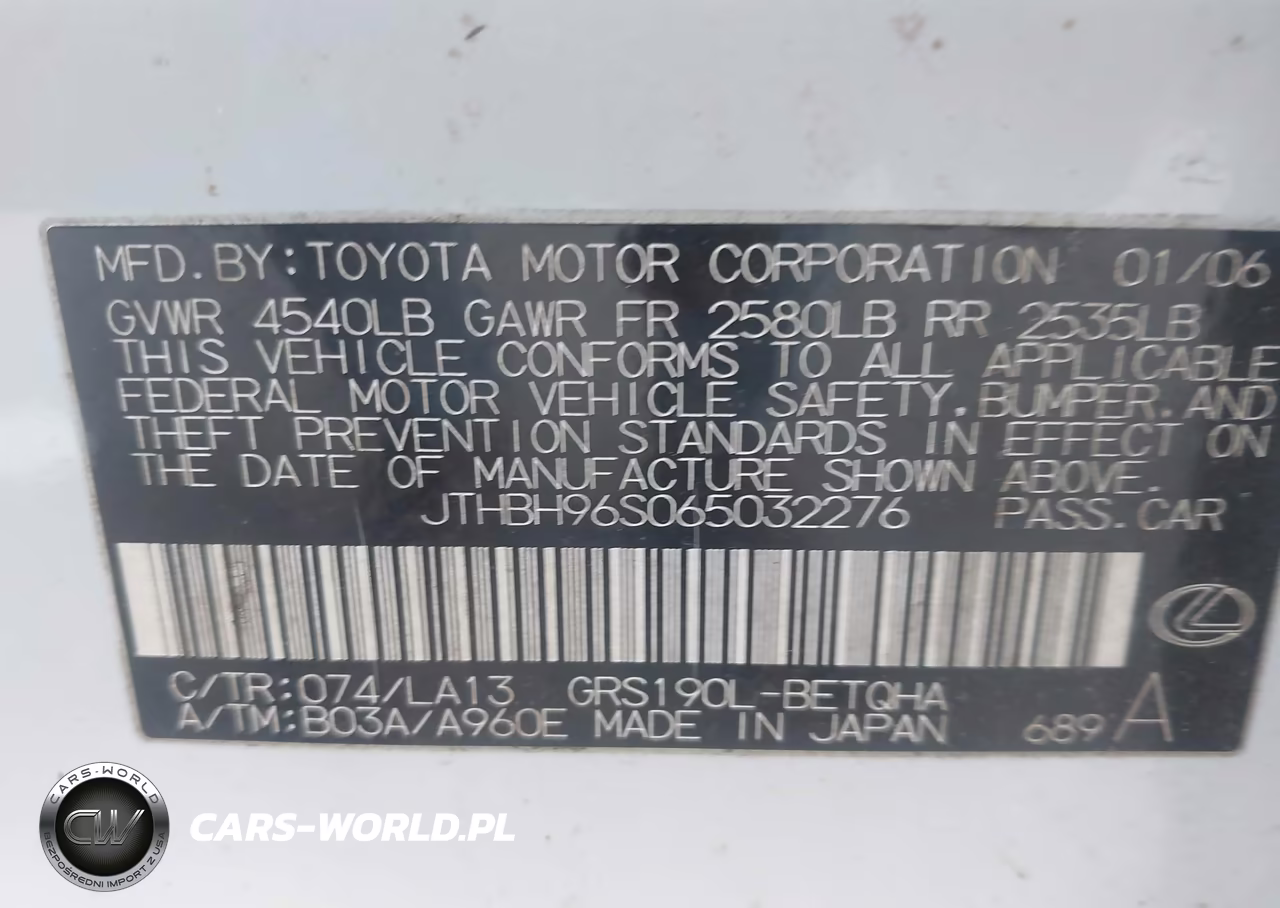 2006 Lexus Gs 300 VIN:JTHBH96S065032276 - 9