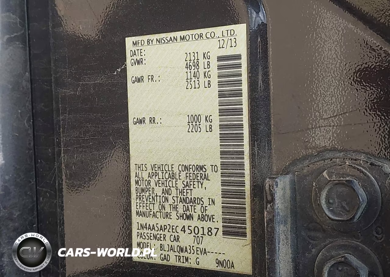 2014 Nissan Maxima 3.5 S VIN:1N4AA5AP2EC450187 - 9