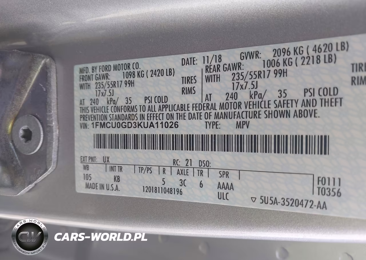 2019 Ford Escape Se VIN:1FMCU0GD3KUA11026 - 9