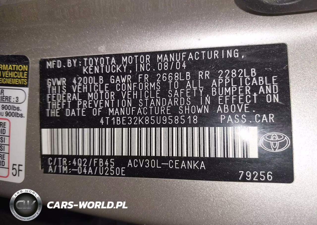 2005 Toyota Camry Le VIN:4T1BE32K85U958518 - 9