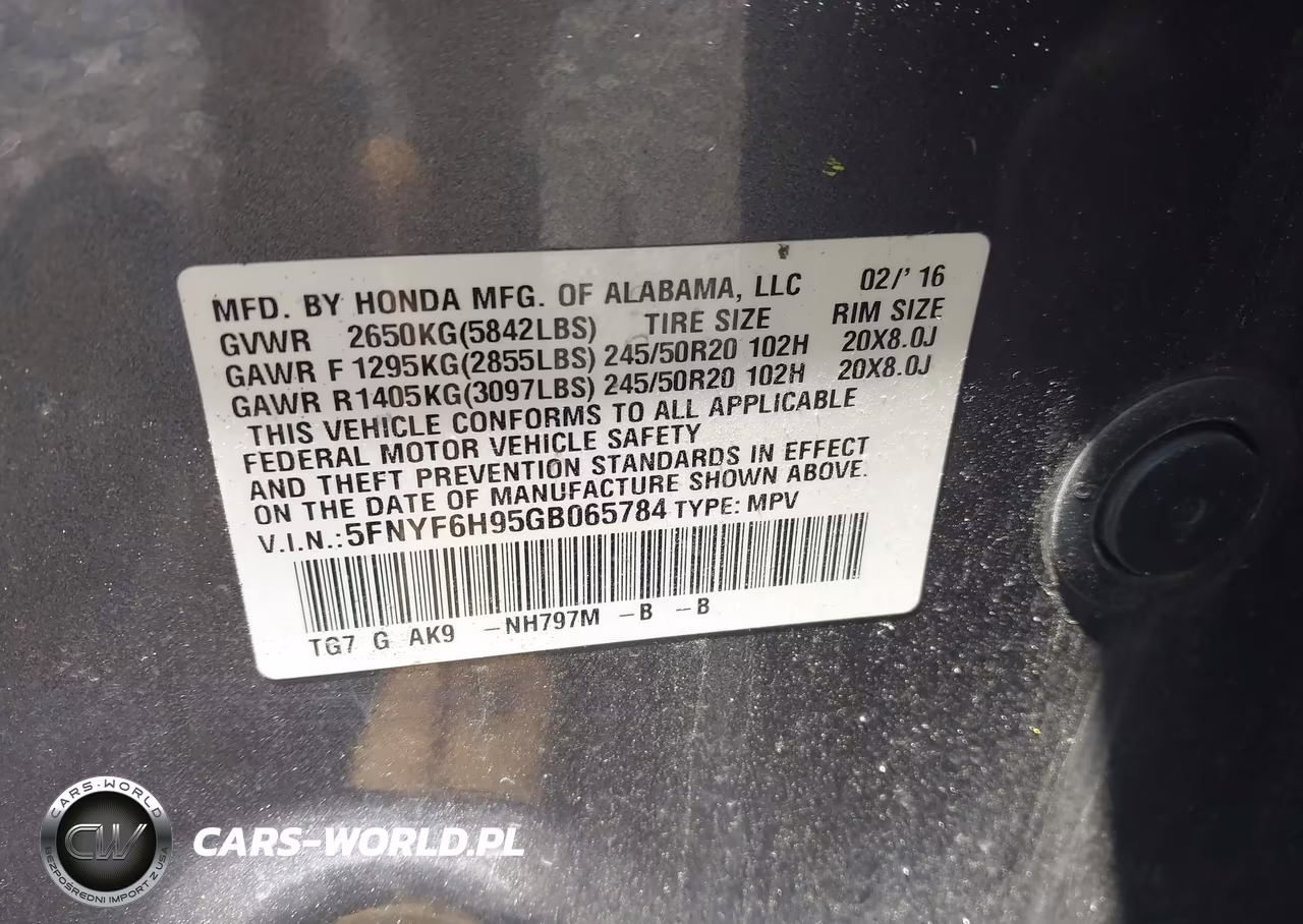 2016 Honda Pilot Touring VIN:5FNYF6H95GB065784 - 9