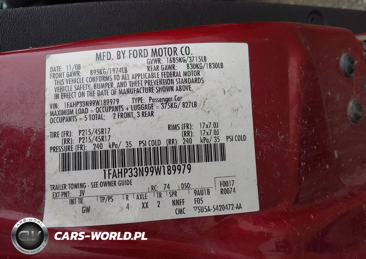 2009 Ford Focus Ses VIN:1FAHP33N99W189979 - 9