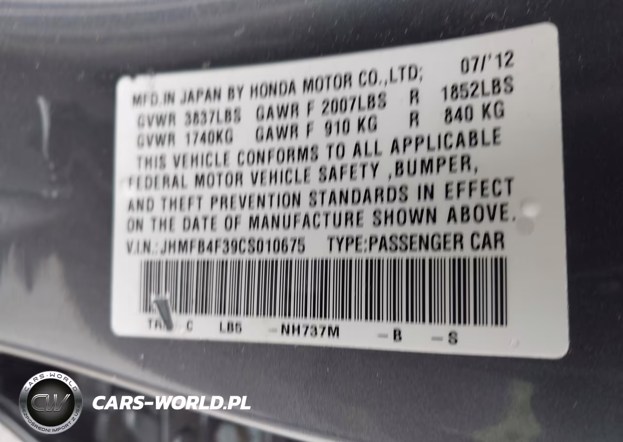 2012 Honda Civic Hybrid VIN:JHMFB4F39CS010675 - 9
